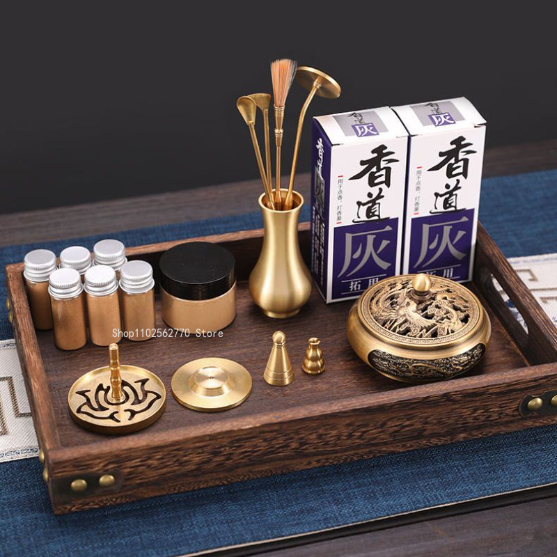 Pure Copper Incense Appliance Set Household Indoor Fragrance Burner Ash Pressure Seal/point/electronic Incense Tool Accessories