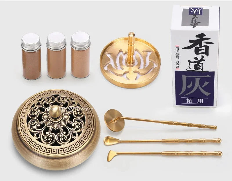 Pure Copper Incense Appliance Set Household Indoor Fragrance Burner Ash Pressure Seal/point/electronic Incense Tool Accessories