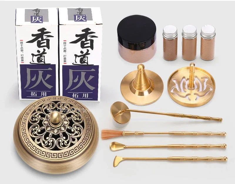 Pure Copper Incense Appliance Set Household Indoor Fragrance Burner Ash Pressure Seal/point/electronic Incense Tool Accessories